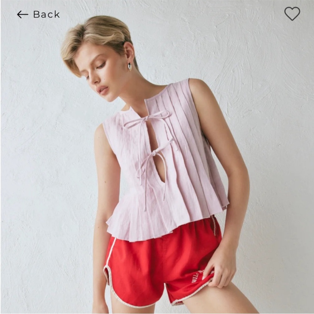 VRG GRL Valeria Pleated Linen Top XS